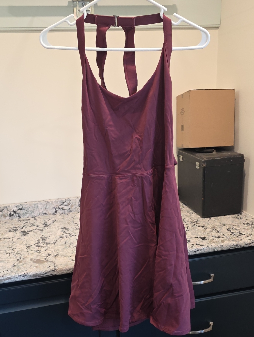 HALARA Wine-Red Racerback Skater Dress